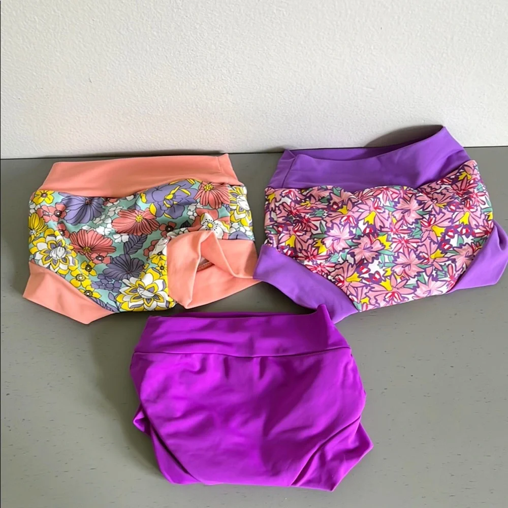Infant Swim Diapers Reusable Floral and Solid Color Shorts Set